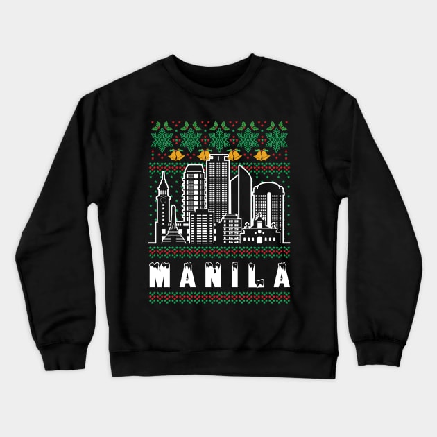 Manila Philippines Ugly Christmas Crewneck Sweatshirt by travel2xplanet